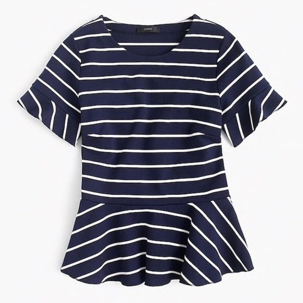 J.Crew Structured Stripe Peplum Top XXXS